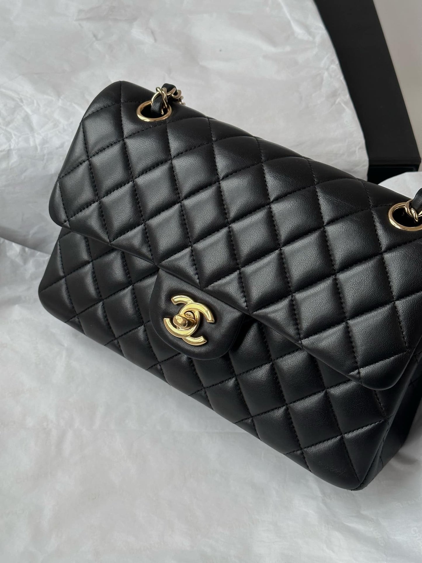 Chanel Small Black Lambskin Classic Flap Bag + GHW