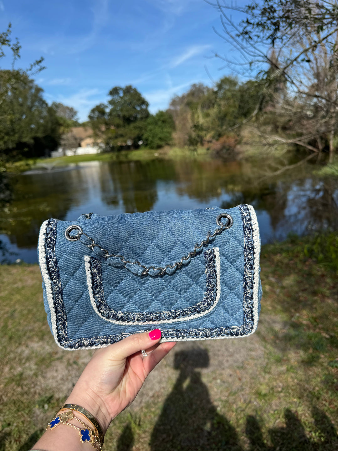 Chanel Medium Denim Braided Single Flap