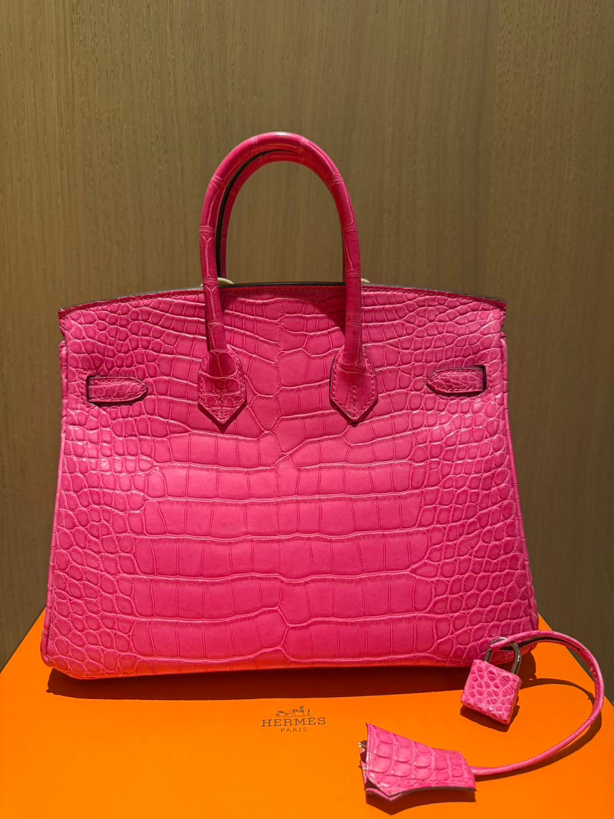 Hermes Rose Shocking Matte Alligator Birkin 25