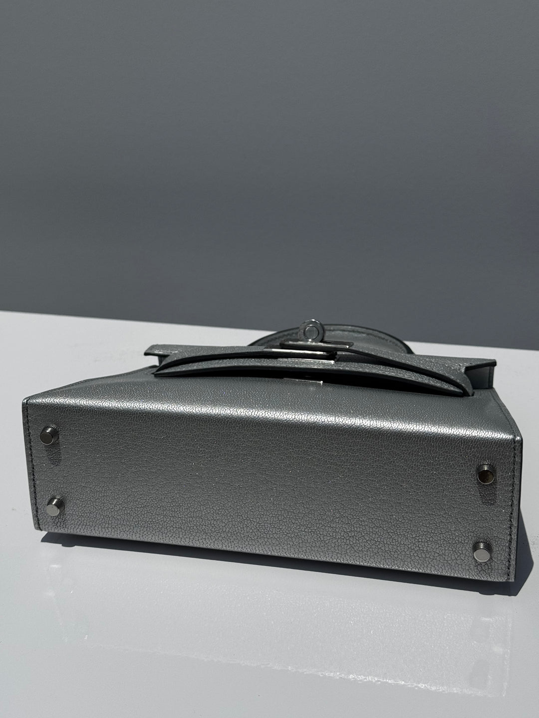 Hermes Mini Sellier Argent Silver Metallic Chevre Chamkilight Kelly 20