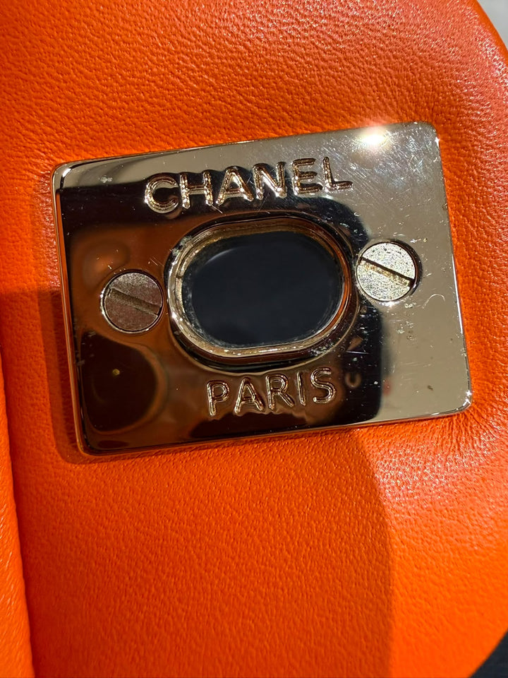 Chanel Medium Classic Flap Bag Matte Alligator Orange Light Gold Hardware 2013