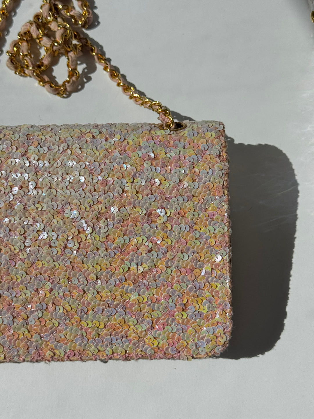 Chanel 1992 Medium Pink Sequin Flap Bag