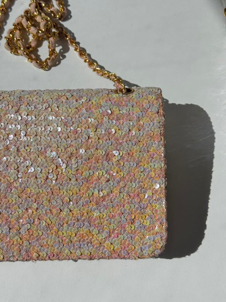 Chanel 1992 Medium Pink Sequin Flap Bag