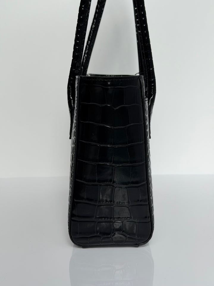 Chanel Mini Shopping Bag Crocodile Embossed Calfskin Black 2026