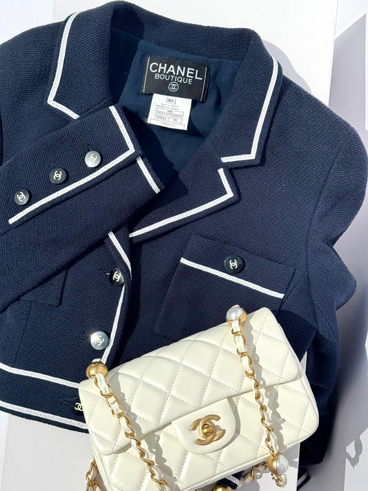 Chanel 95P Navy Barbie Cropped Jacket