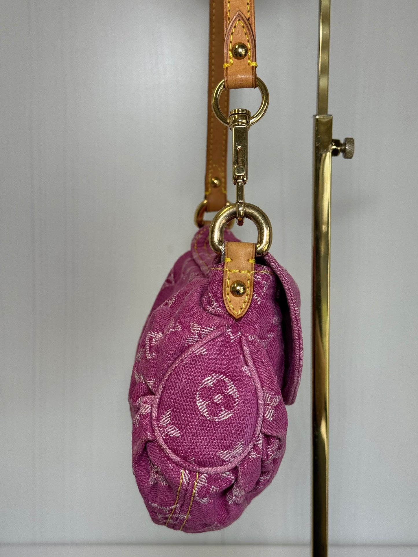 Louis Vuitton Pink Monogram Denim Mini Pleaty + Coin Pouch