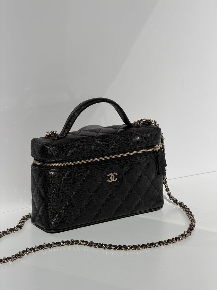 Chanel 25C Black LP Caviar Slim Vanity Bag