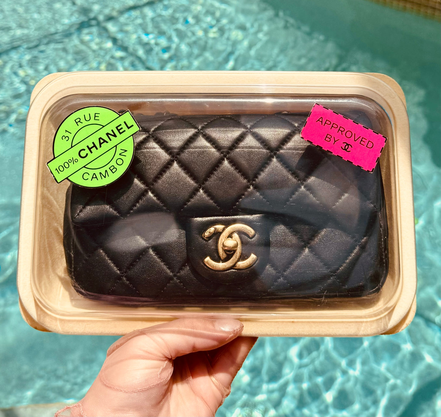 Chanel 2014 Black Lambskin Minaudières Runway "Meat Package" Flap Bag