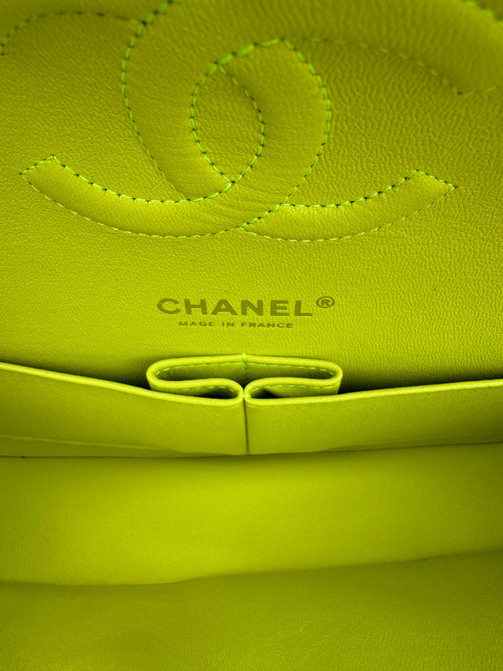 Chanel 21S Yellow Neon Lambskin Medium Flap Bag