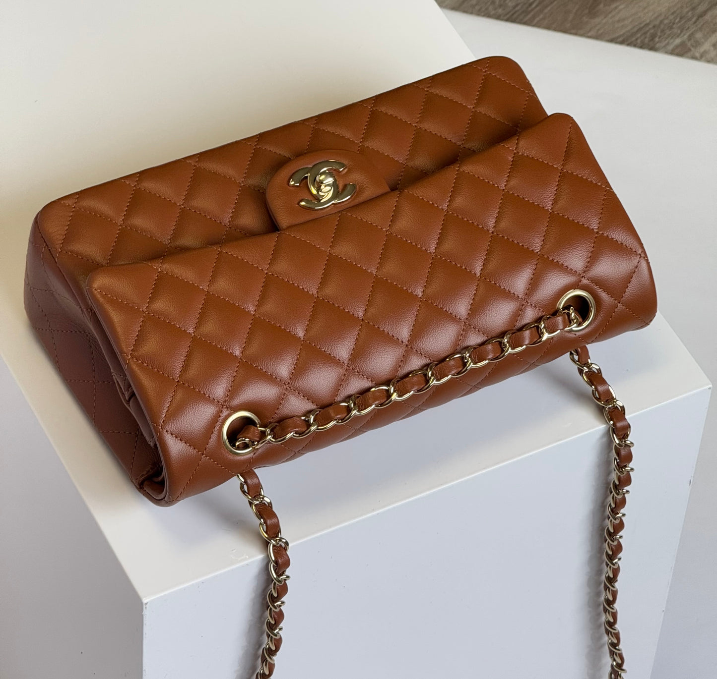 Chanel 21P Caramel Medium Lambskin Flap Bag