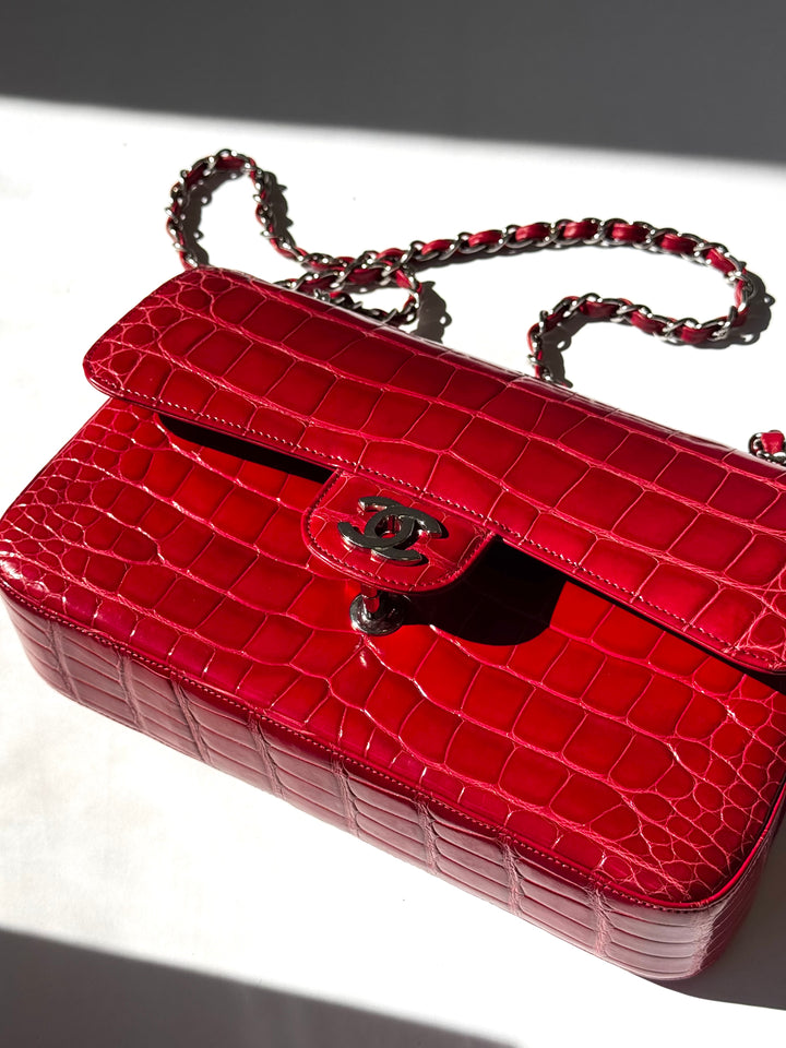 Chanel Red Alligator Medium Classic Flap Bag