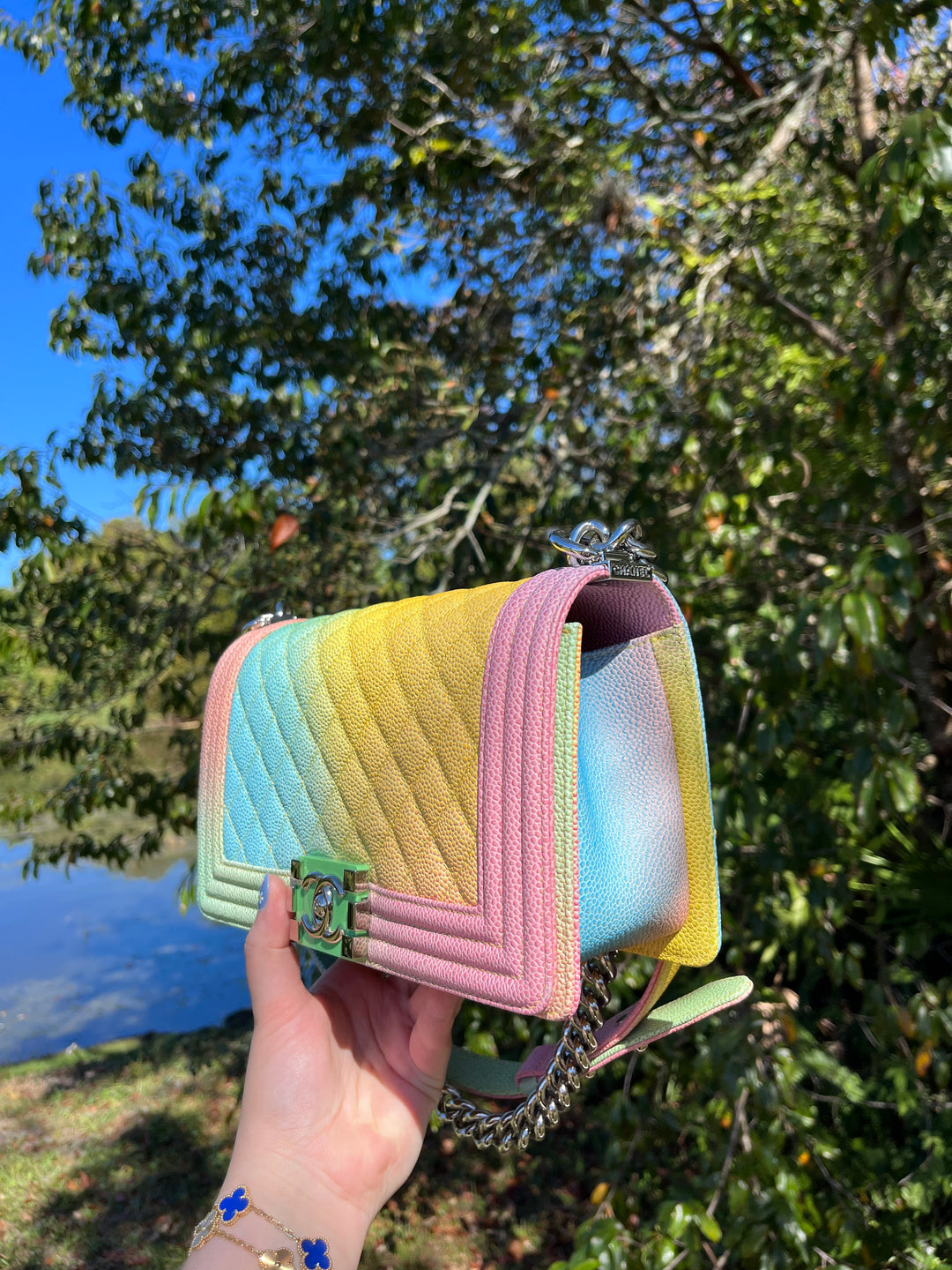 Chanel Rainbow Caviar Medium Boy Bag