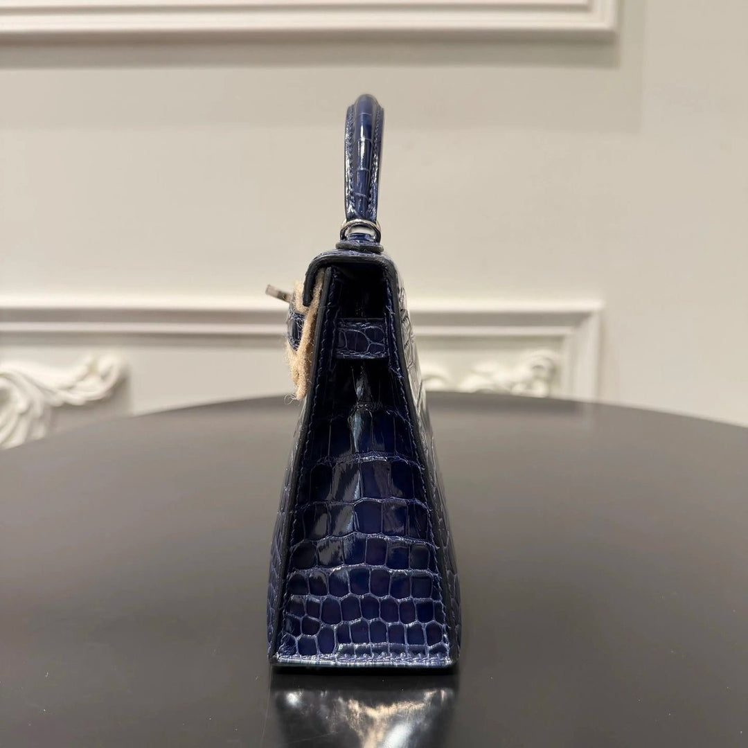 Hermès Mini Kelly 20 Niloticus Crocodile Bleu Saphir Palladium Hardware