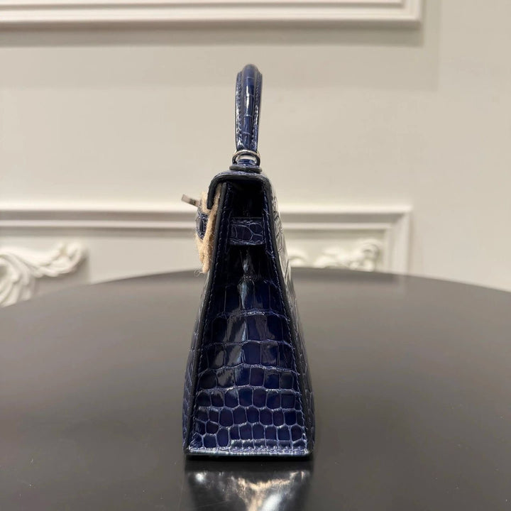 Hermès Mini Kelly 20 Niloticus Crocodile Bleu Saphir Palladium Hardware