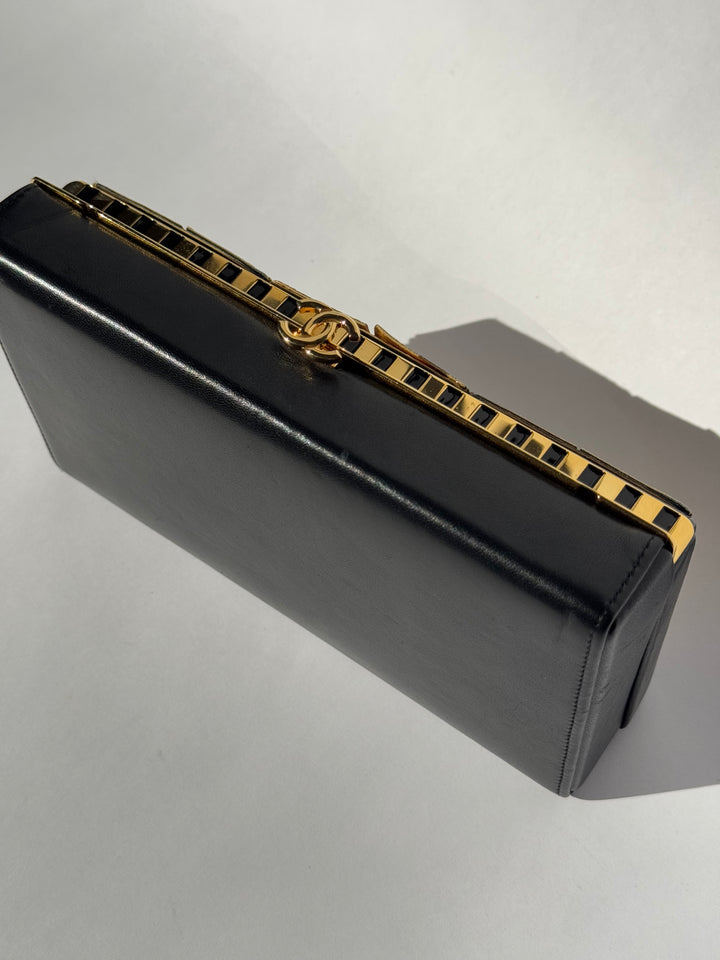 Chanel 19A Egypt Gold Lambskin Minaudiere Crossbody Black Gold 2019