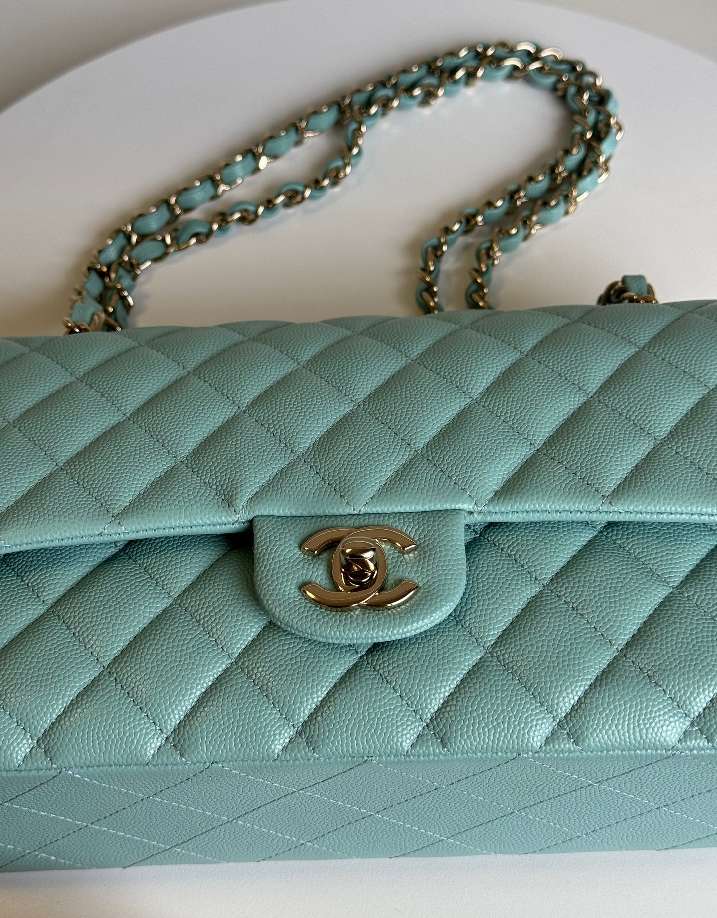 Chanel 20C Tiffany Blue Medium Caviar Flap Bag