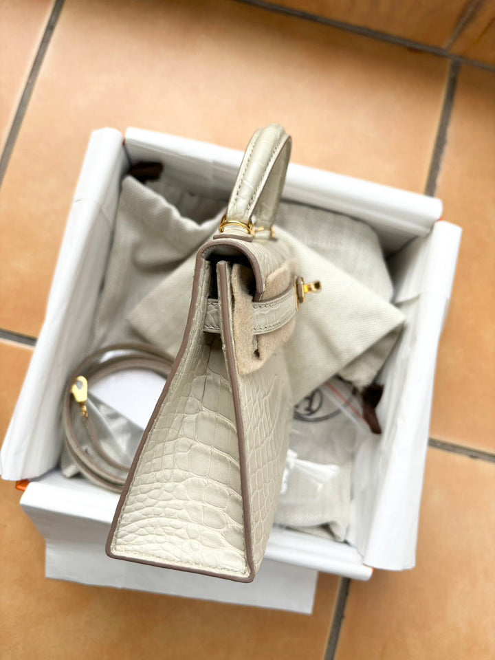 Hermes Mini Sellier Beton Matte Alligator Kelly 20