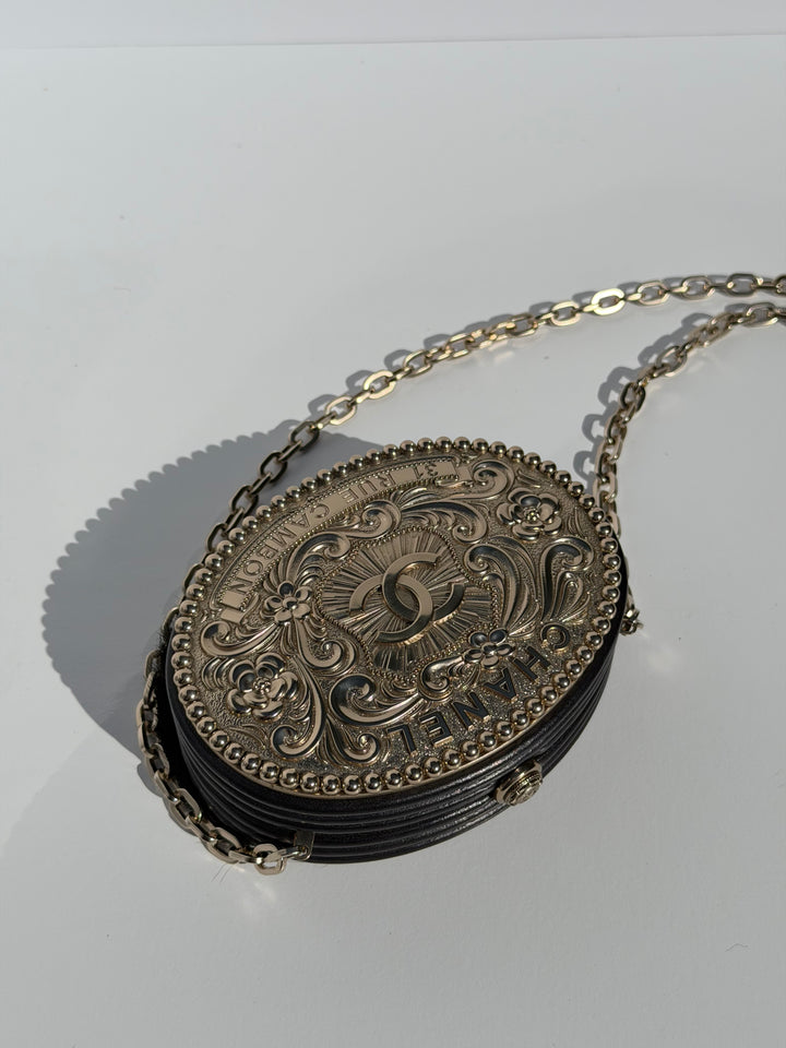 Chanel Paris-Dallas Belt Buckle Minaudière Black Lambskin & Pony Hair Gold & Palladium Hardware 2014