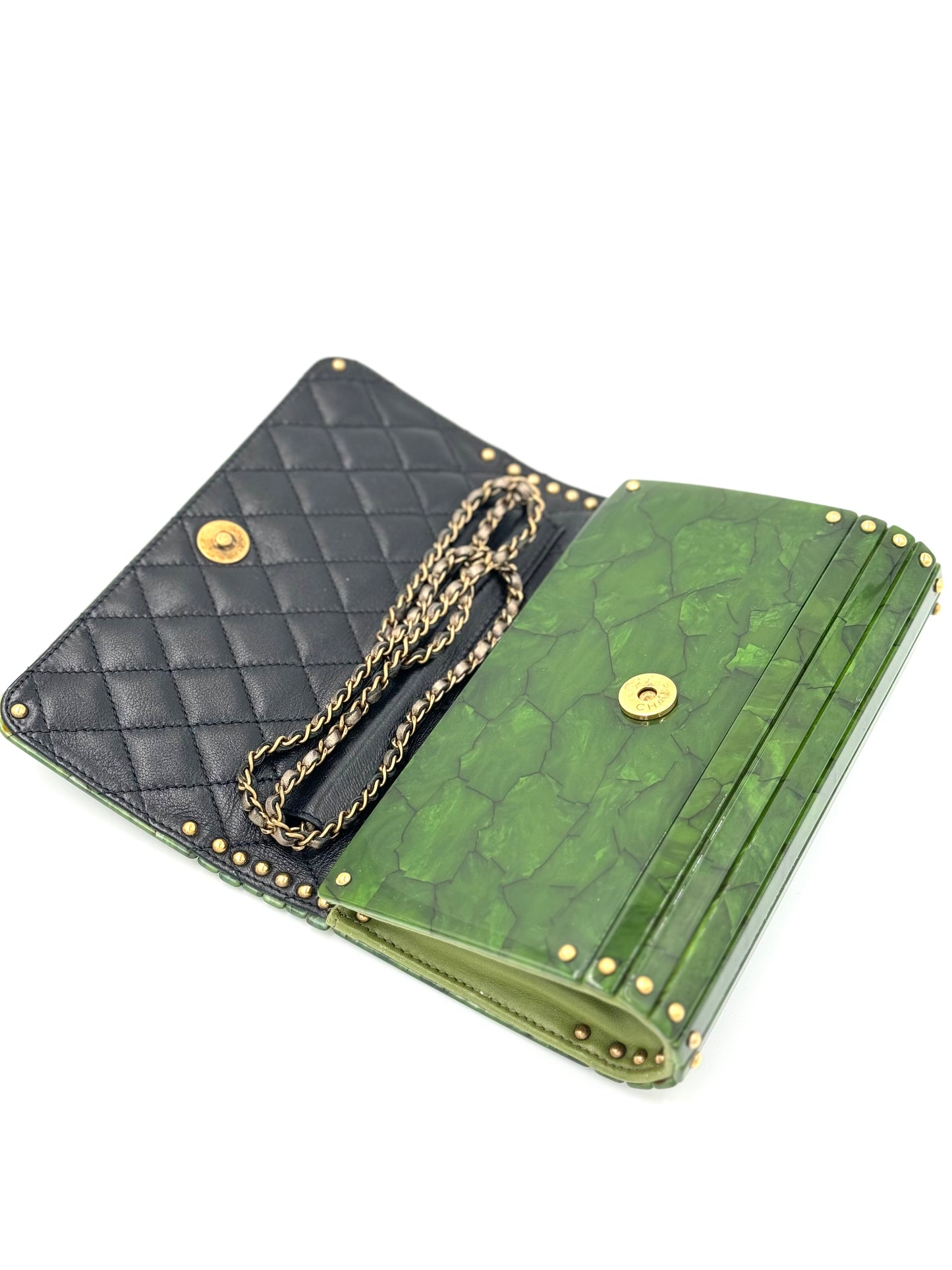 Chanel RARE Green Tortoise Minaudiere Crossbody