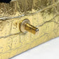 Chanel Metallic Gold Croc Embossed Medium Classic Flap Bag