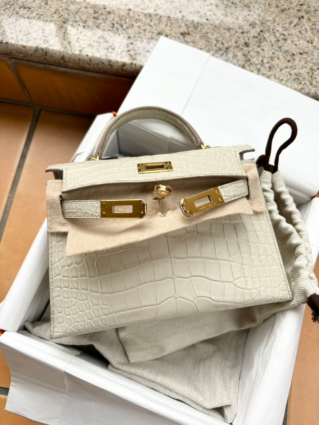 Hermes Mini Sellier Beton Matte Alligator Kelly 20