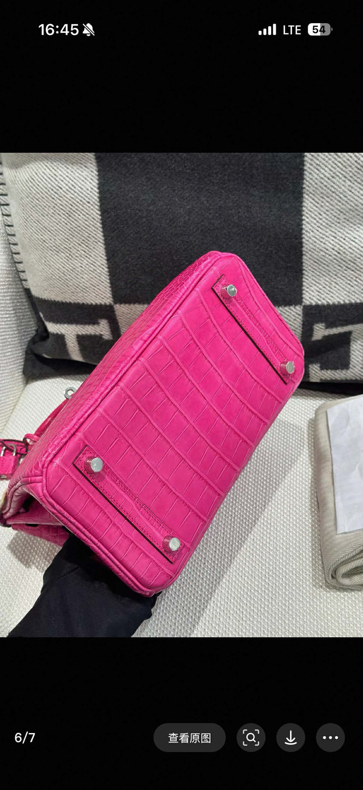 Hermès Birkin 25 Matte Alligator Rose Shocking Palladium Hardware
