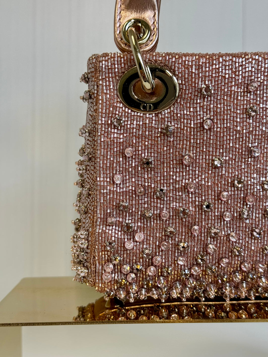 2022 Satin Rose Champagne Micro Beaded Lady Dior