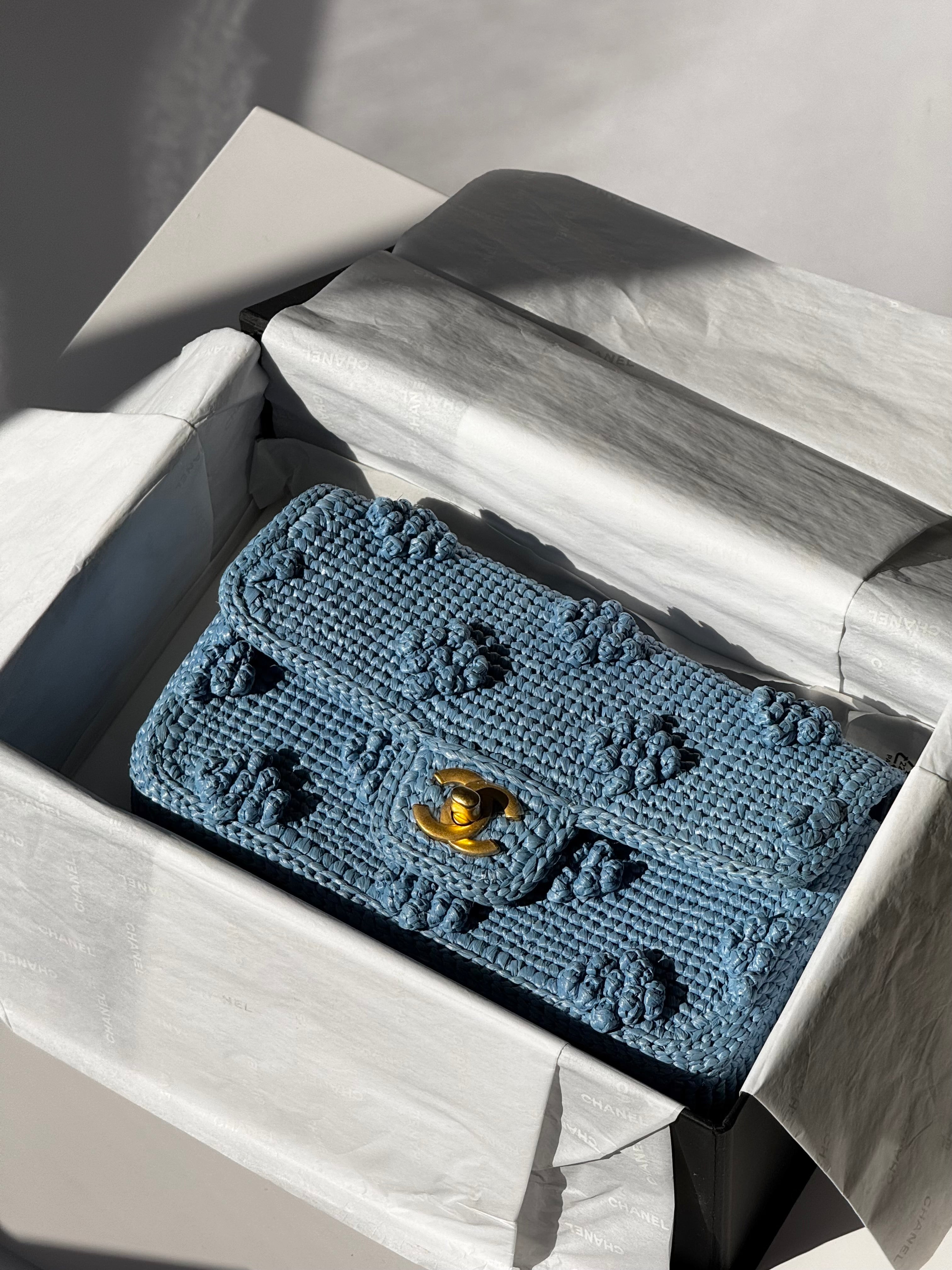 Chanel 24P Blue Braided Raffia Mini Flap Bag – Its A Luv Story