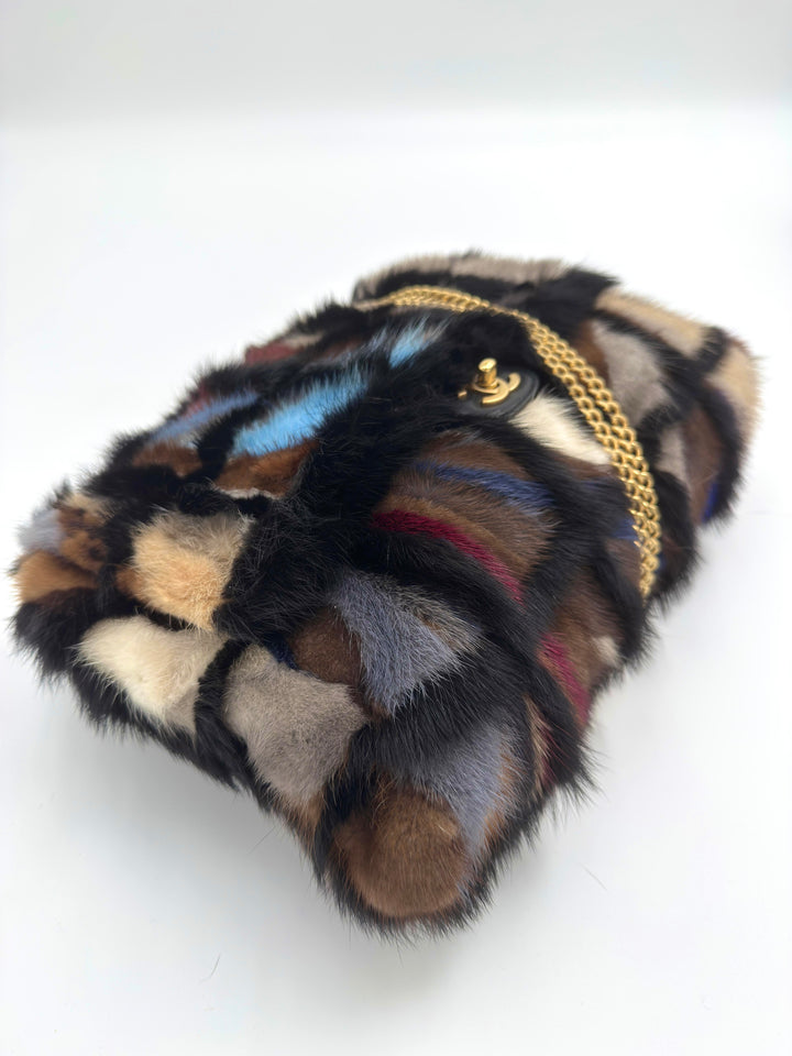 Chanel Multicolor Maxi Mink Fur Single Flap Bag
