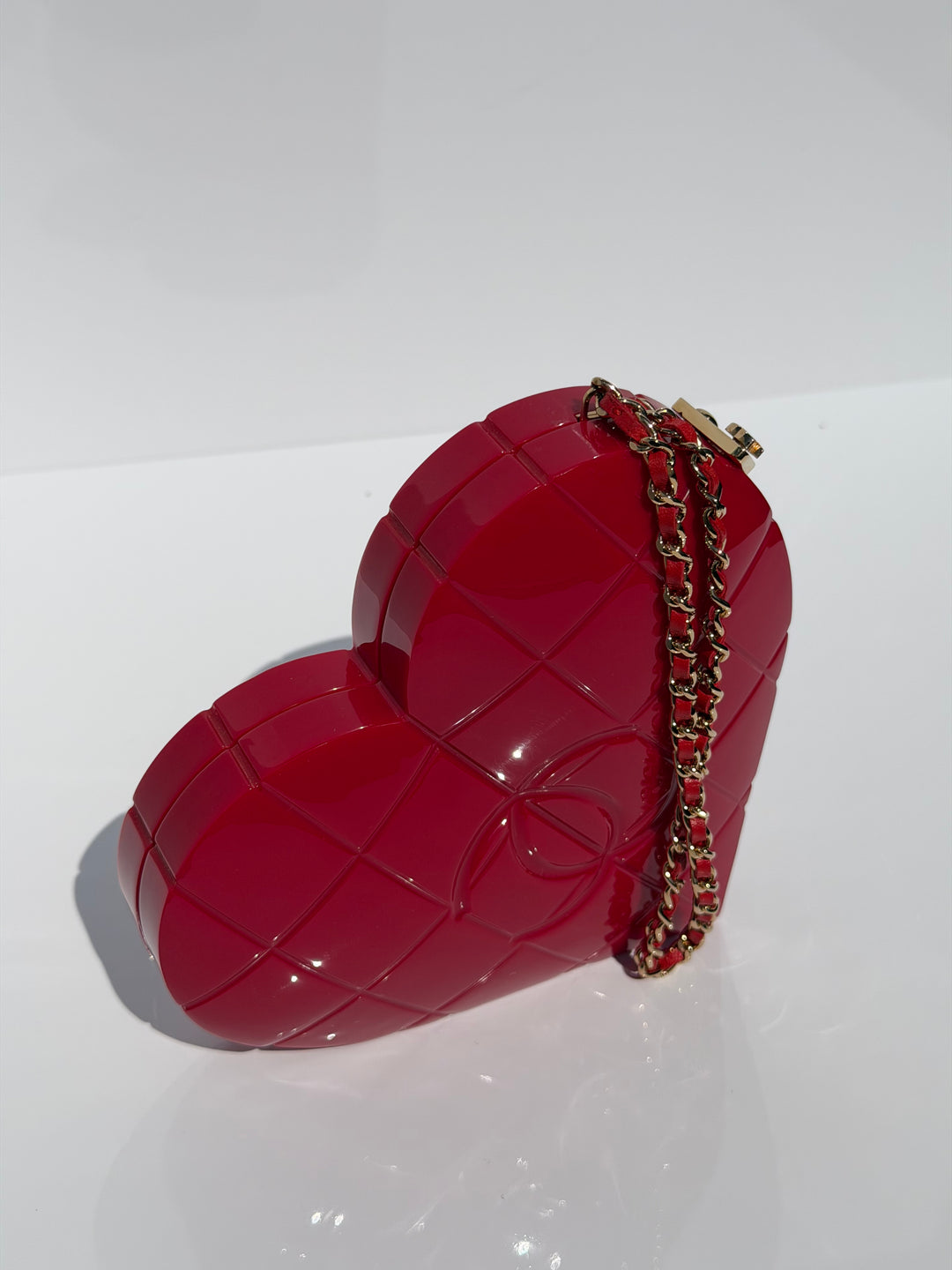 Chanel Heart Minaudiere Lucite Red Gold Hardware 2002