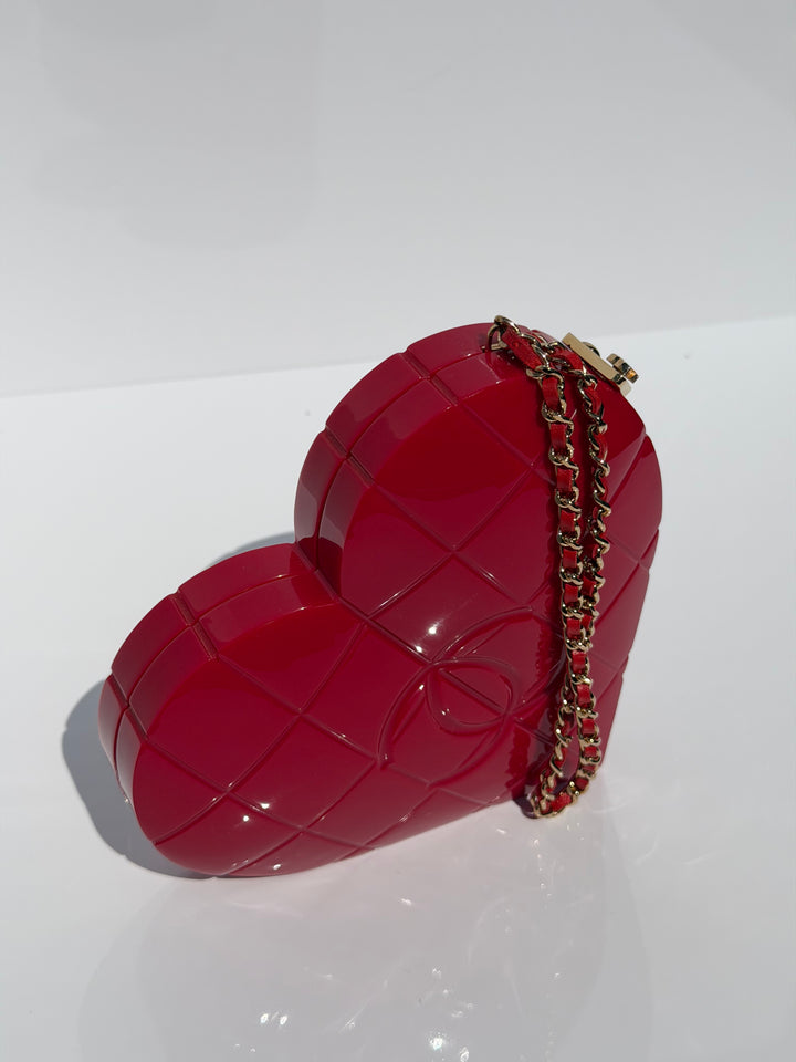 Chanel Heart Minaudiere Lucite Red Gold Hardware 2002