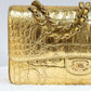 Chanel Metallic Gold Croc Embossed Medium Classic Flap Bag
