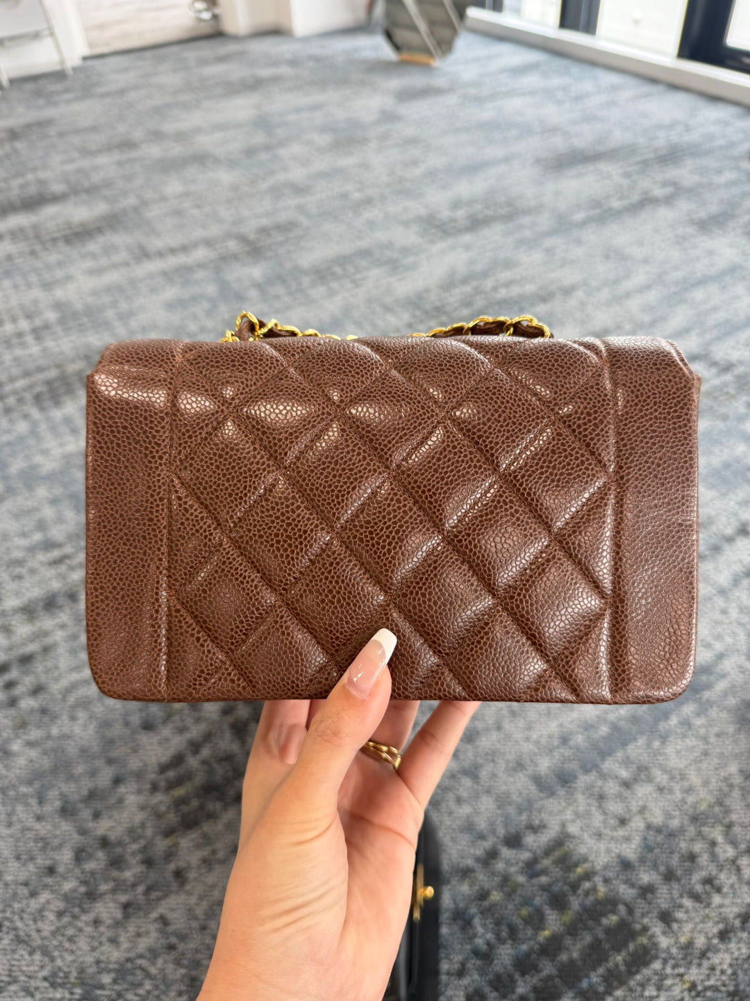 Chanel Small Diana Flap Bag Caviar Brown 24K Plated Gold Hardware 1994