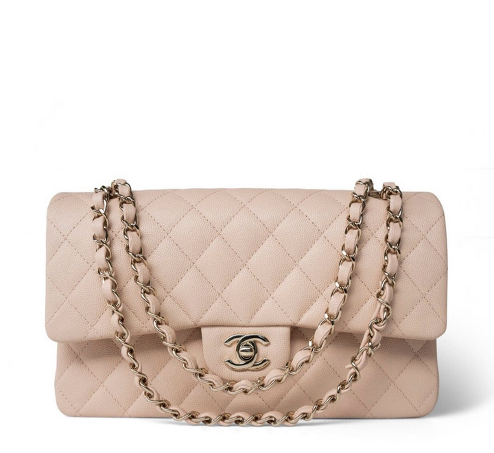 Chanel 22C Light Beige Medium Caviar Double Flap Bag