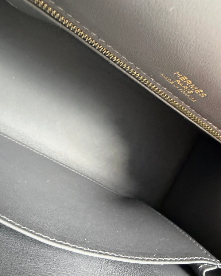 Hermès Limited Edition Ardoise Swift and Ecru Toile Kelly 25 Sellier Gold Hardware 2025