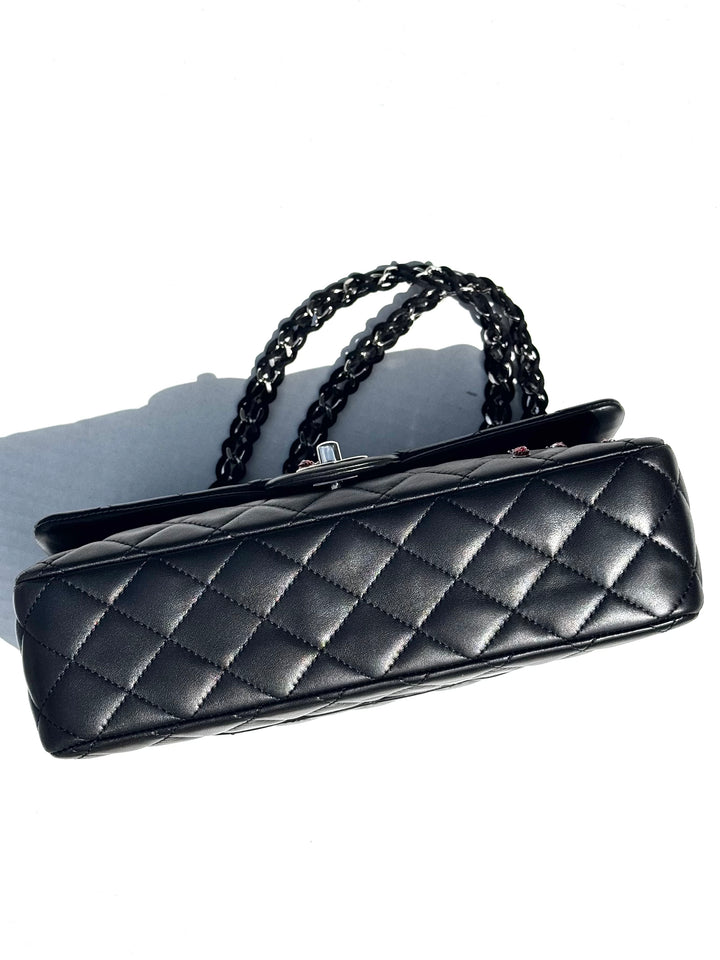 Chanel 2011 Black Ladybug Medium Lambskin Flap Bag