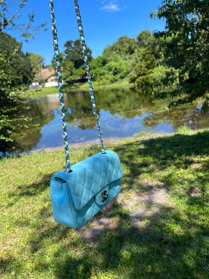 Chanel 21S Blue Neon Mini Flap