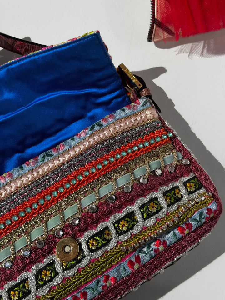 Fendi RARE Embellished Mixed Media Baguette