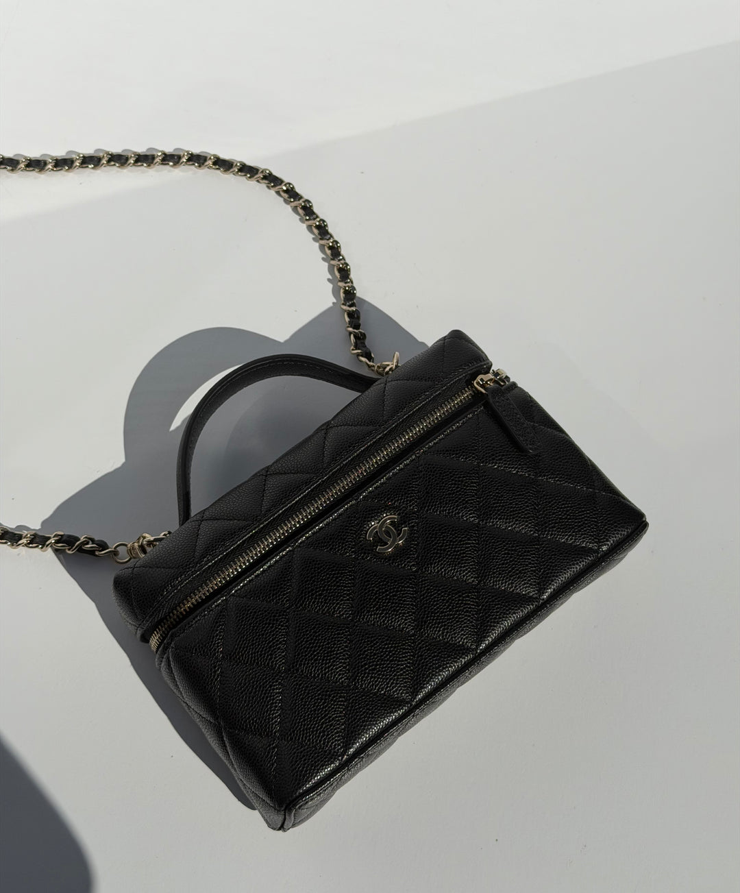 Chanel 25C Black LP Caviar Slim Vanity Bag