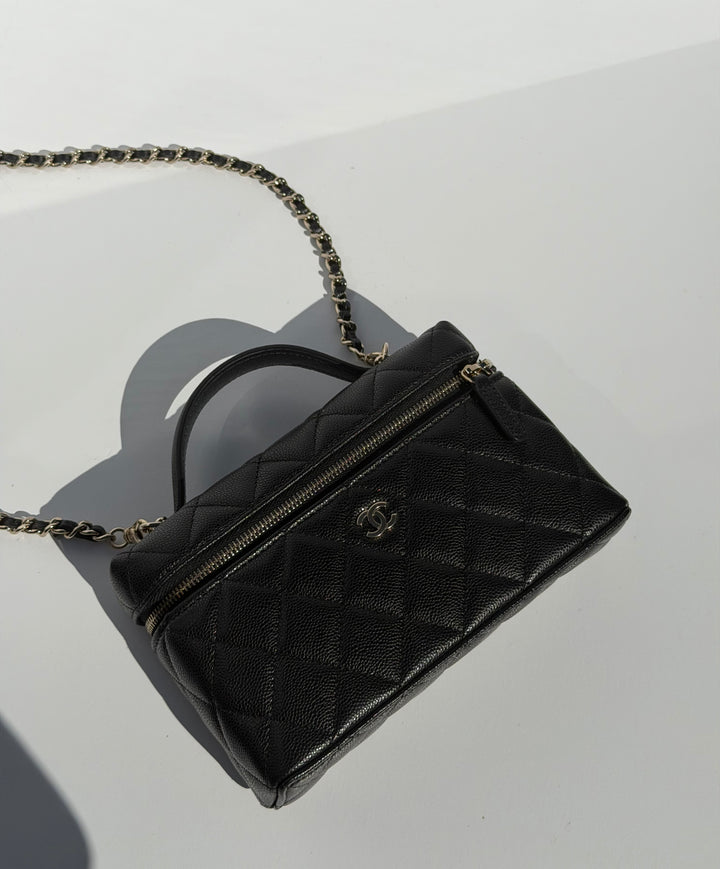 Chanel 25C Black LP Caviar Slim Vanity Bag