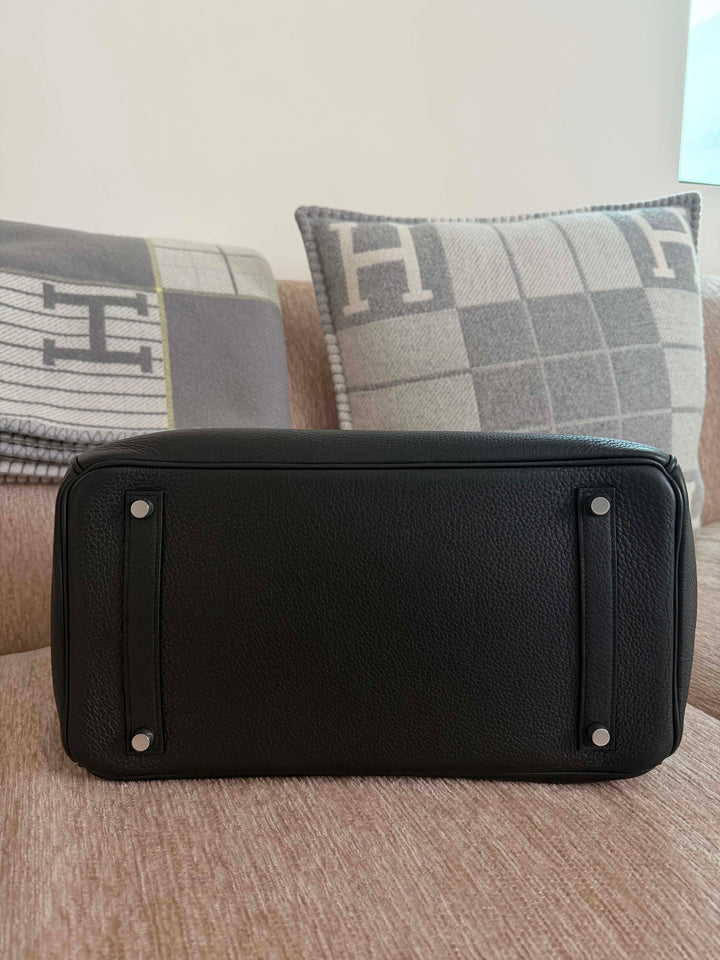 Hermès Birkin 35 Black Brushed Silver Hardware 2015