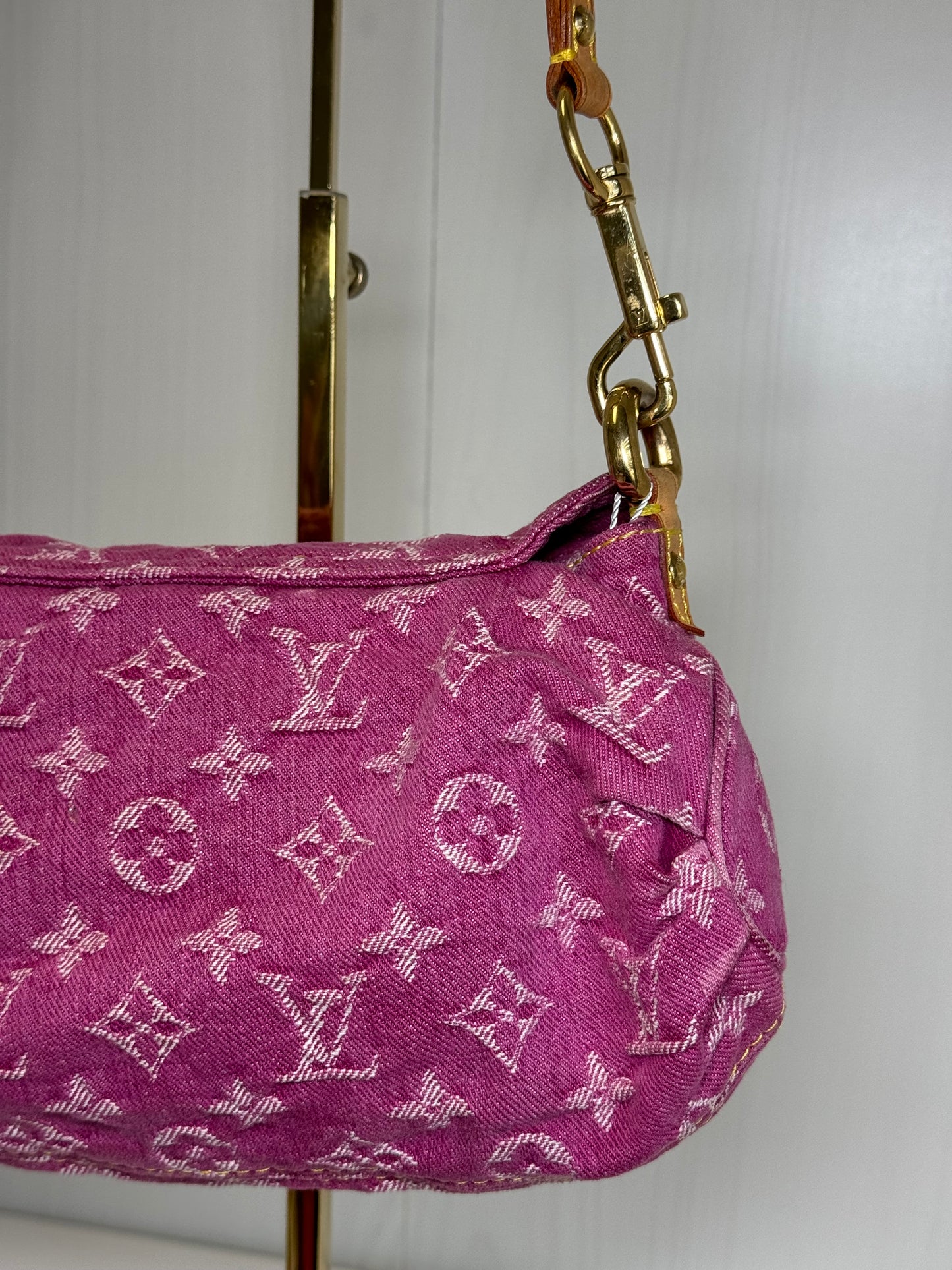 Louis Vuitton Pink Monogram Denim Mini Pleaty + Coin Pouch