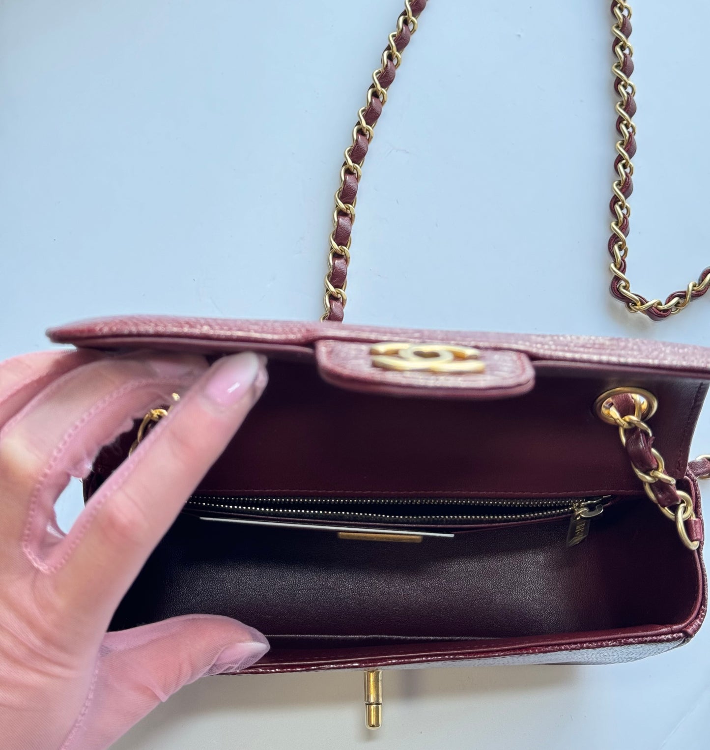 Chanel Burgundy Lizard Mini Rectangular Flap Bag