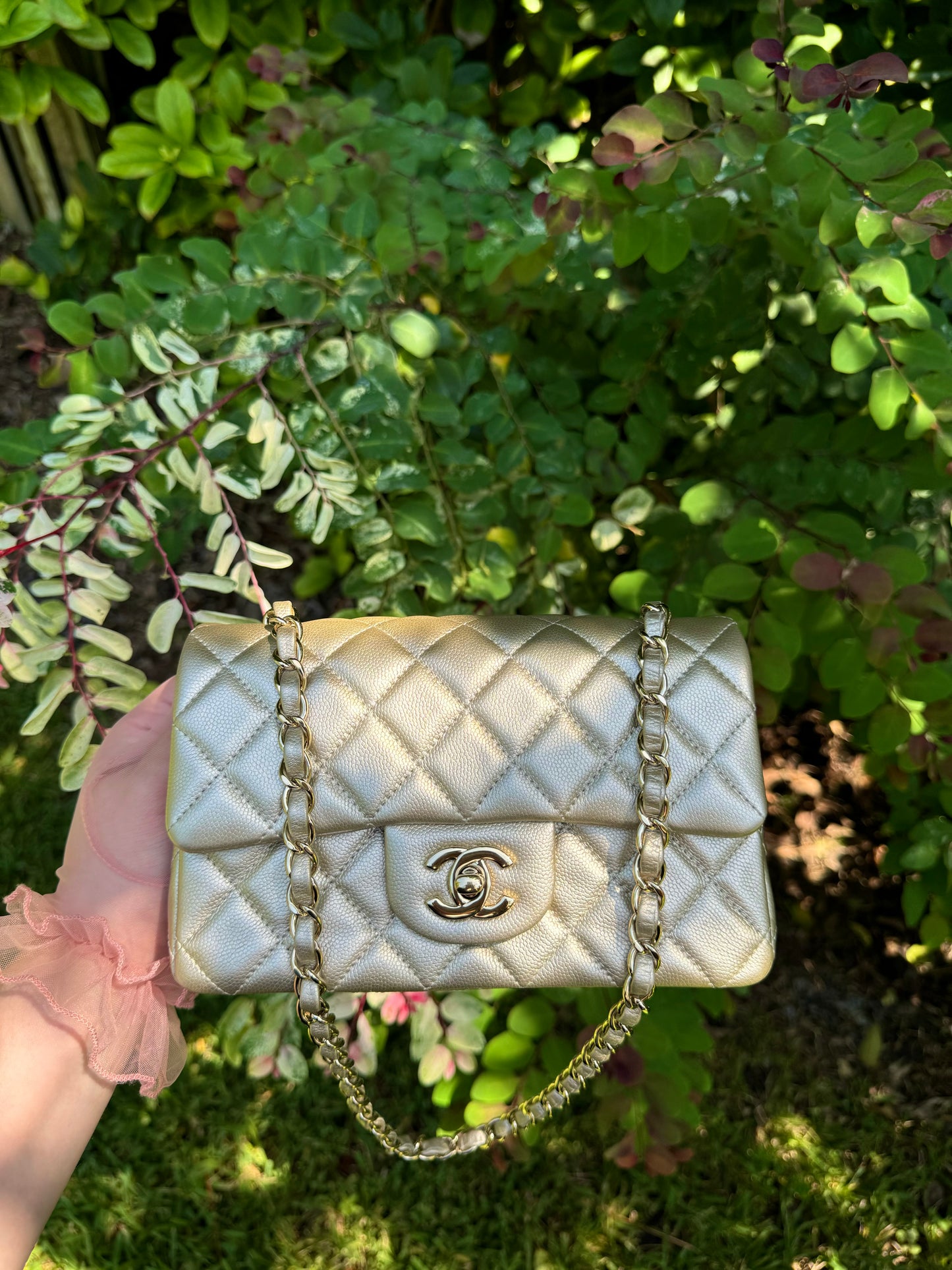 Chanel Gold Metallic Caviar Mini Flap Bag