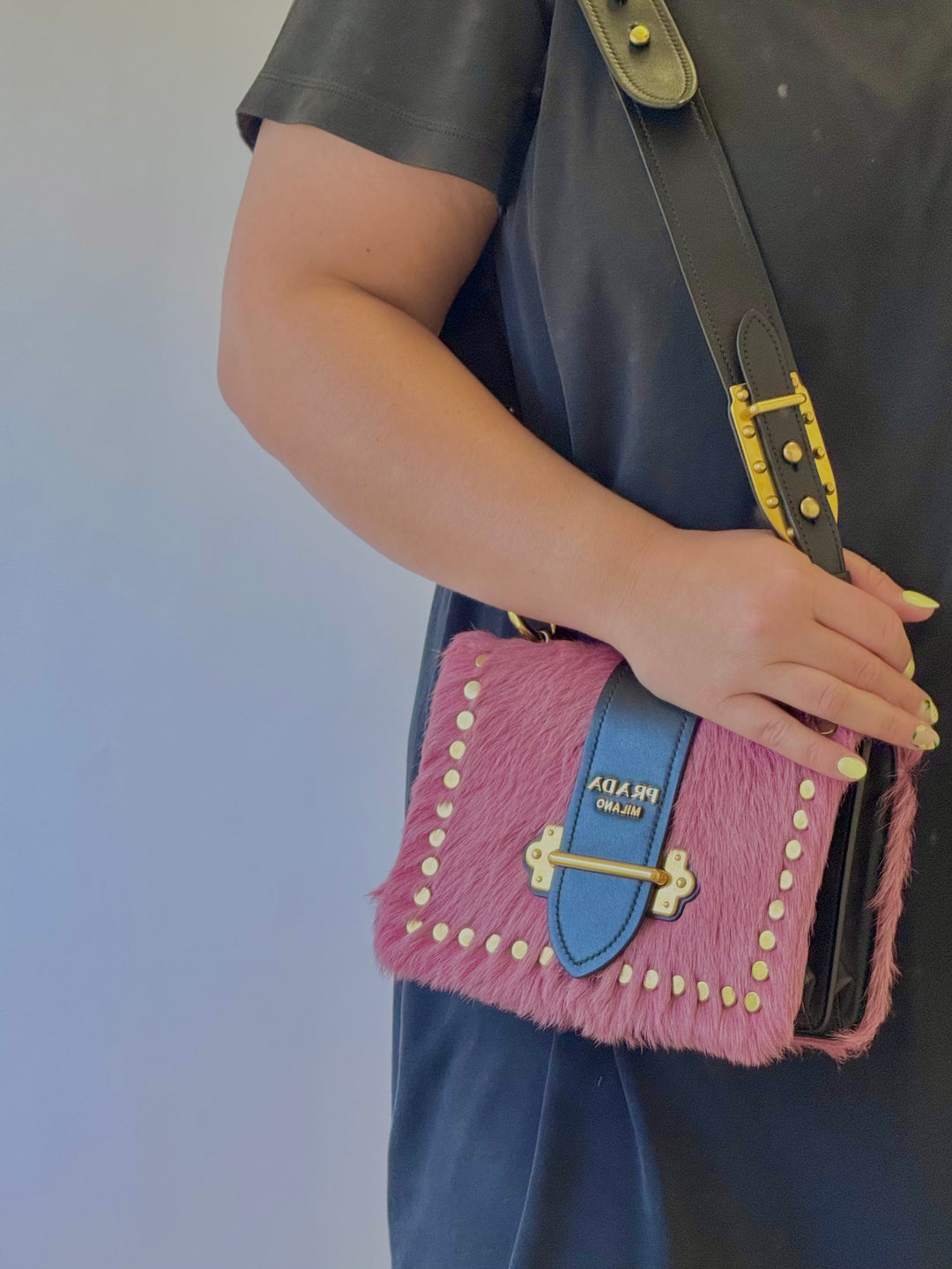 Prada Calf Hair Pink Cahier Crossbody Bag