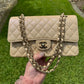 Chanel Beige Iridescent Medium Caviar Classic Flap