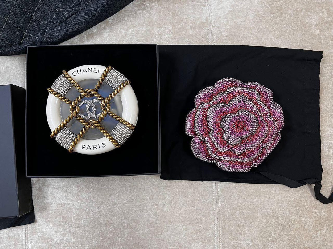 Chanel 2018 Runway Pink Strass & Resin Camelia Minaudiere