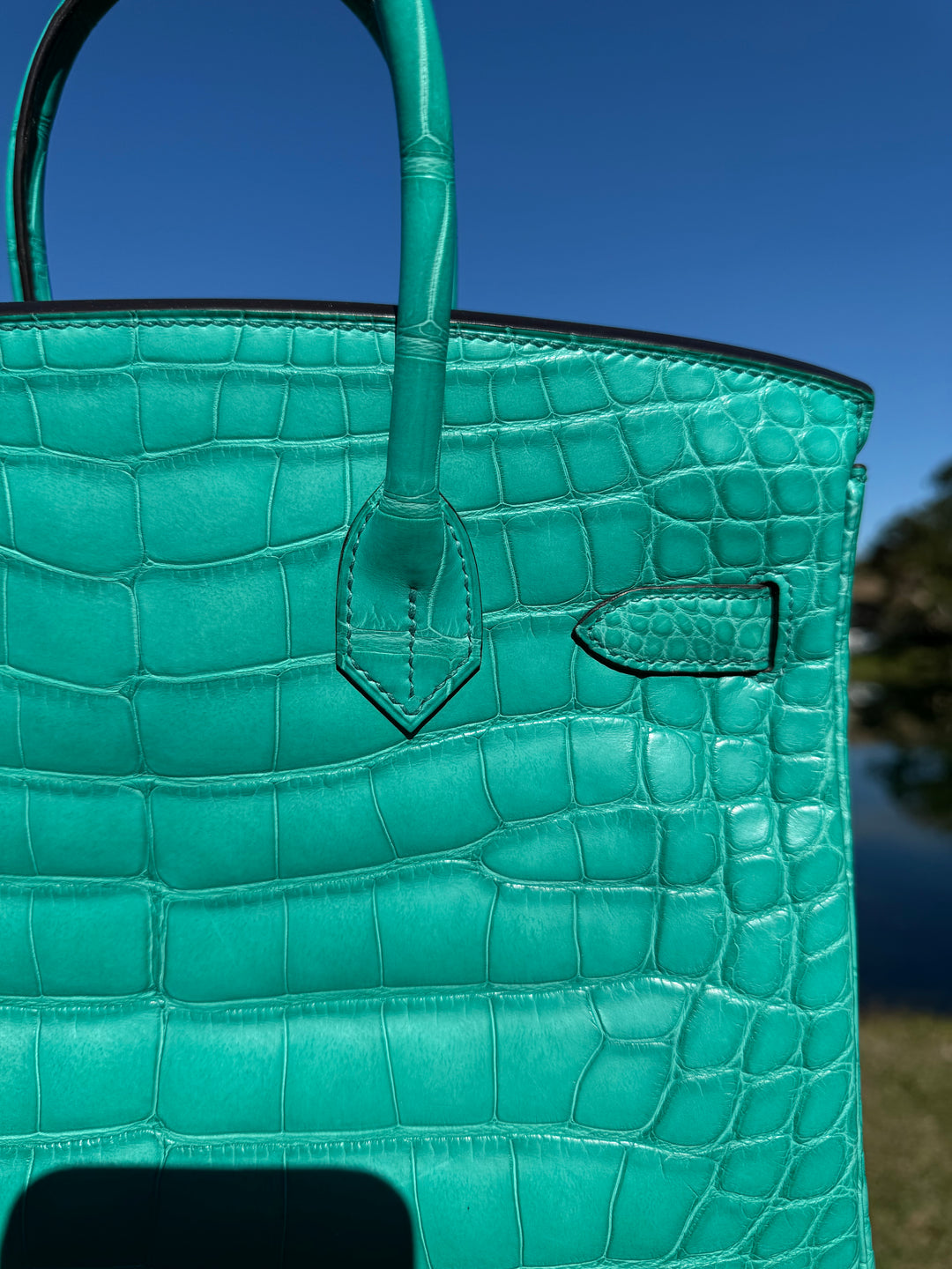 Hermes Matte Croc Blue Paon Birkin 30
