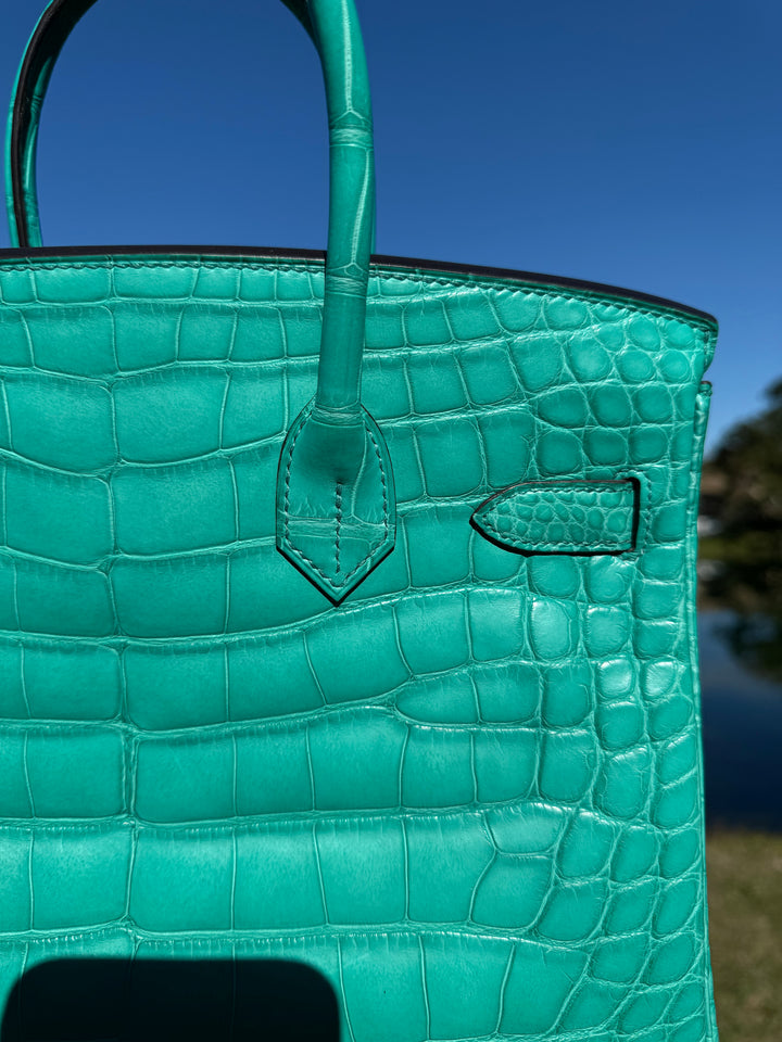 Hermes Matte Croc Blue Paon Birkin 30