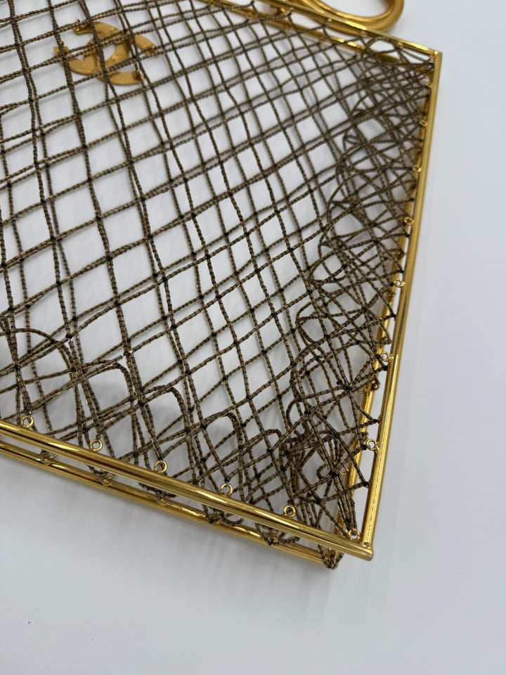 Chanel Spring 1997 Rare Gold Cage Shopping Tote